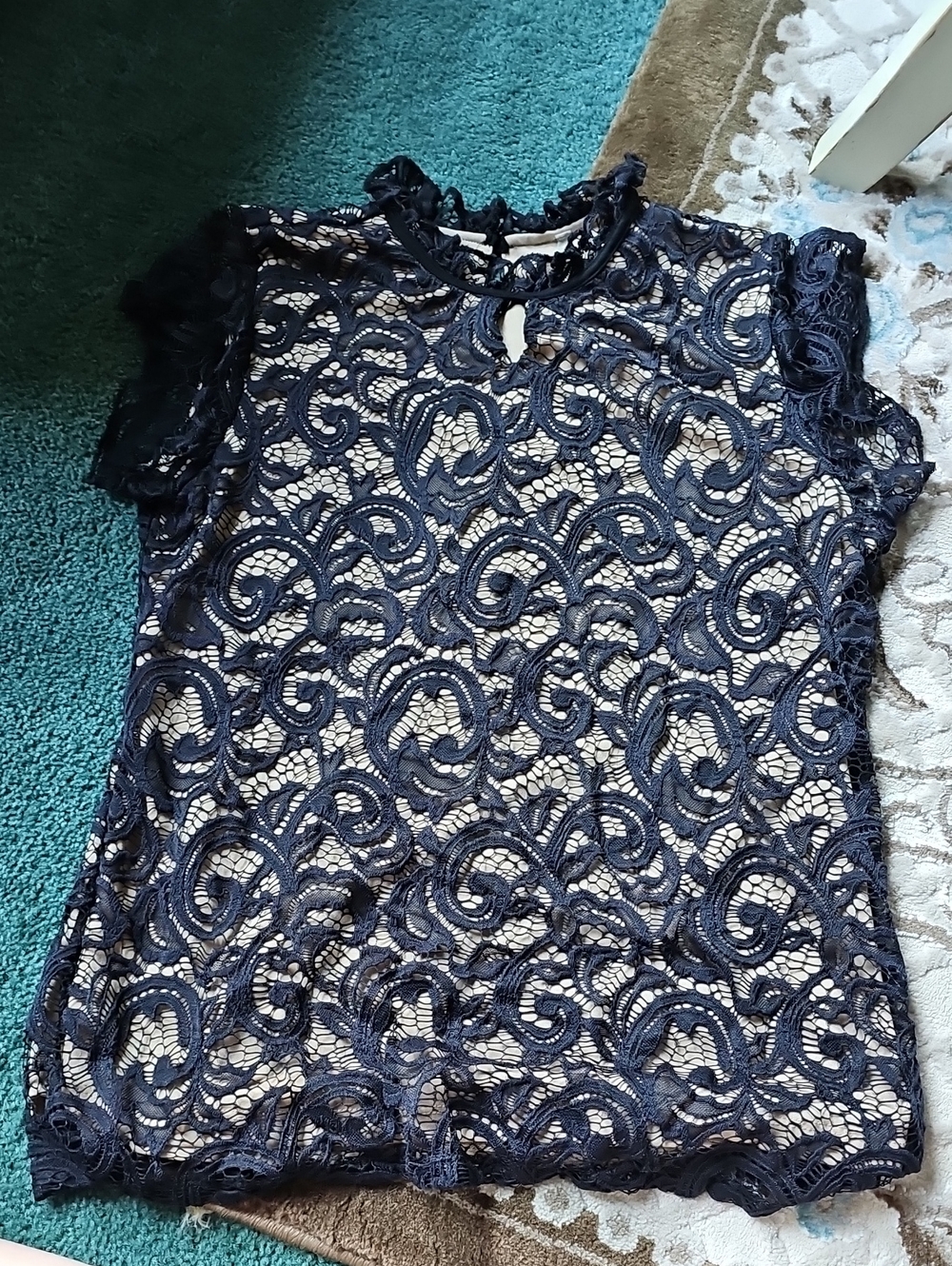 Lace Short Sleeve Blouse - Elegant Layered Look